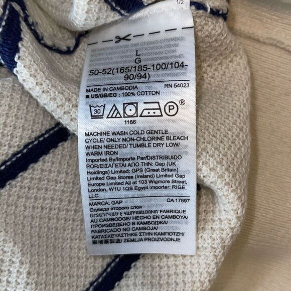Gap Vintage Cotton Striped Knit Crewneck Sweater Mens Size Large - Picture 7 of 9